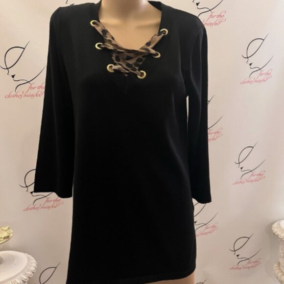 Cable & Gauge. Size Medium. Lightweight Black Knit Pullover. Tunic. Rayon B64 - Picture 1 of 5